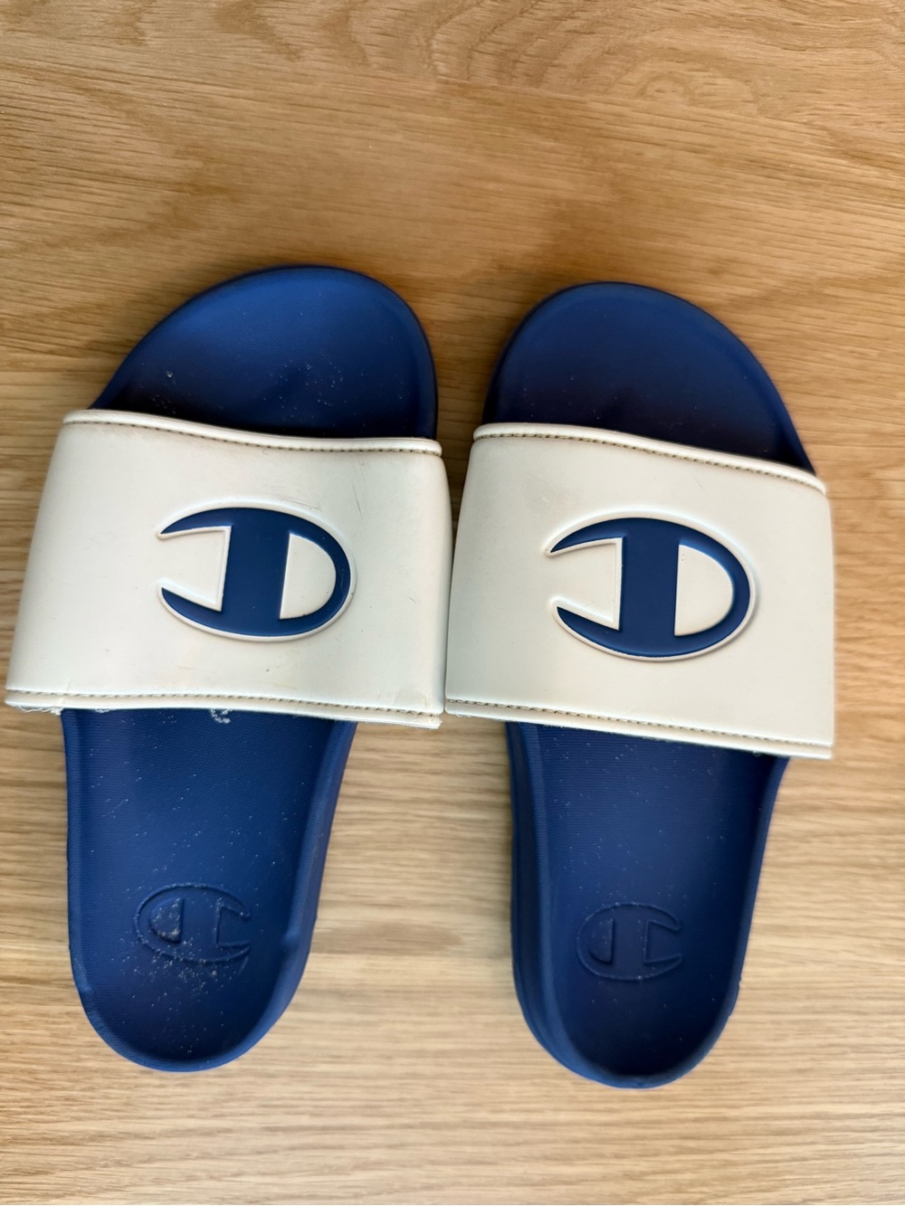 Champion Kids Blue and White Logo Slide Sandals
